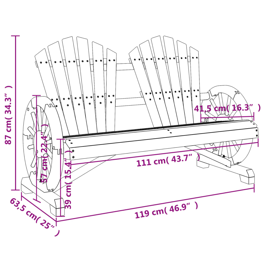 Garden Adirondack Chair | Burnt look | Solid Fir Wood