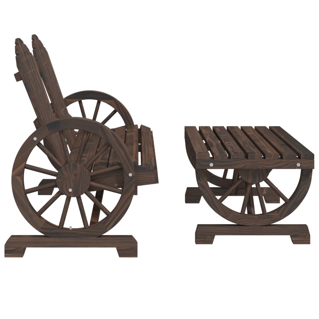 Garden Lounge Set | Burnt look wood | Solid fir wood | Large | Ergonomic