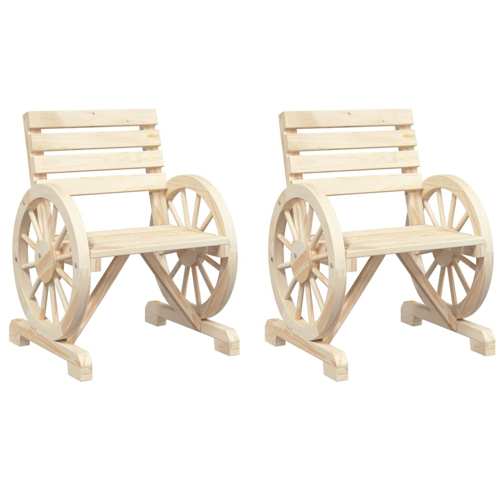 Garden Chair | Set of 2 | Natural wood finish | Solid fir wood | Standard