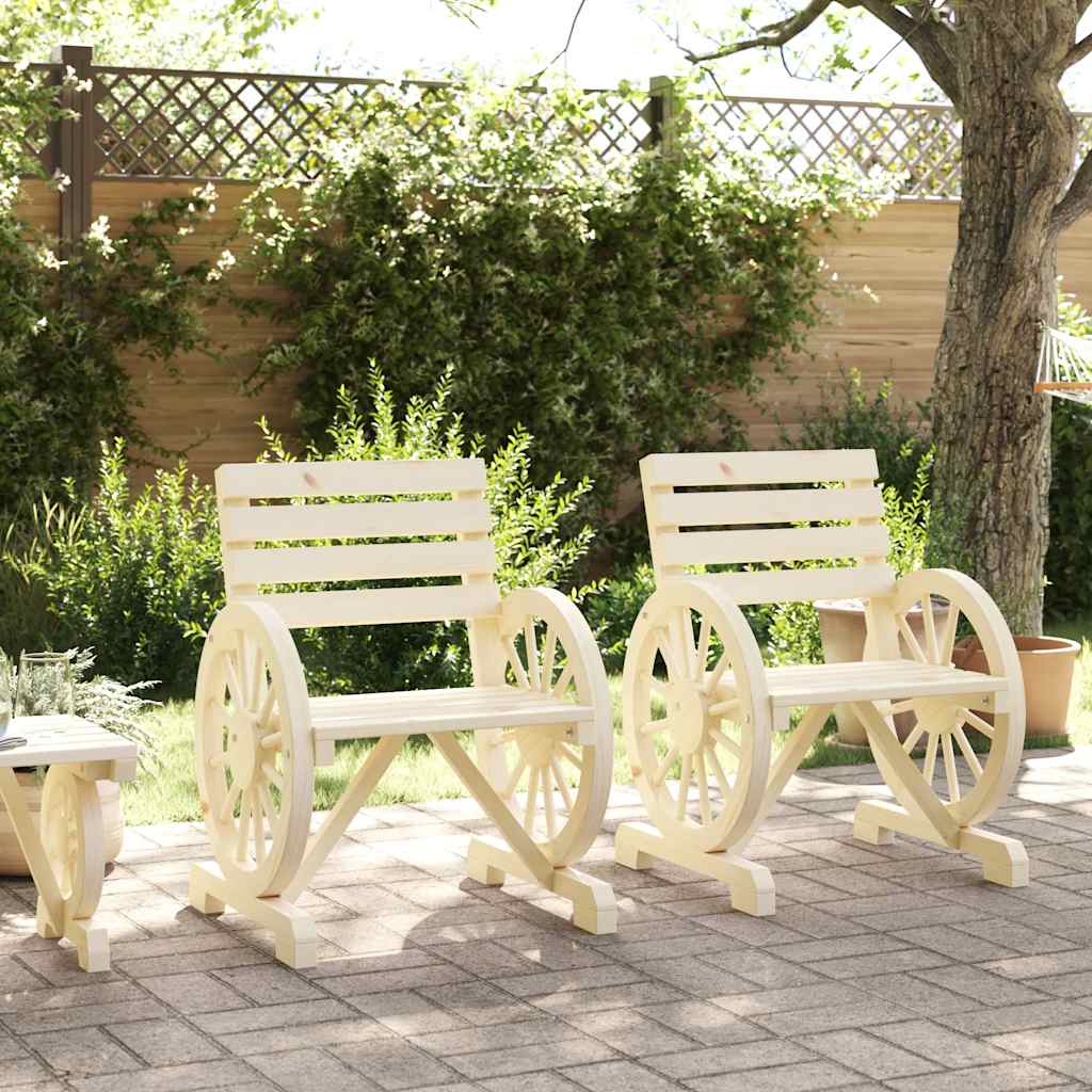 Garden Chair | Set of 2 | Natural wood finish | Solid fir wood | Standard