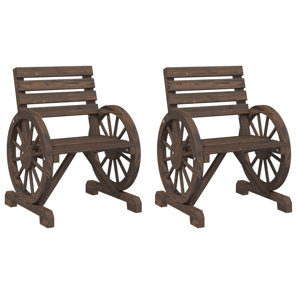 Garden Chair | Set of 2 | Burnt wood | Solid fir wood | Standard