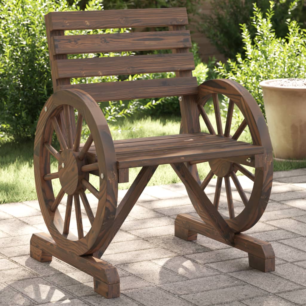 Garden Chair | Set of 2 | Burnt wood | Solid fir wood | Standard
