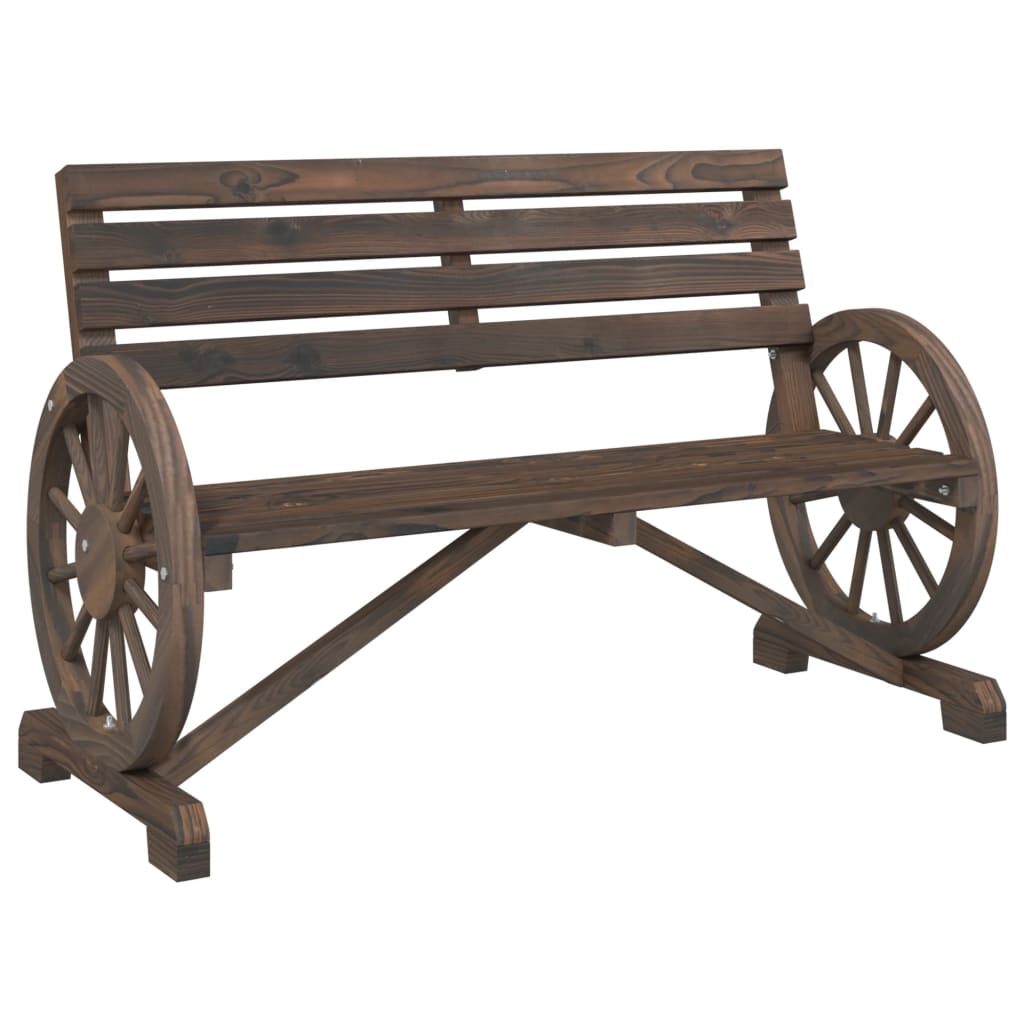 Garden Bench | Burnt wood look | Solid fir wood | 2-seater | Durable