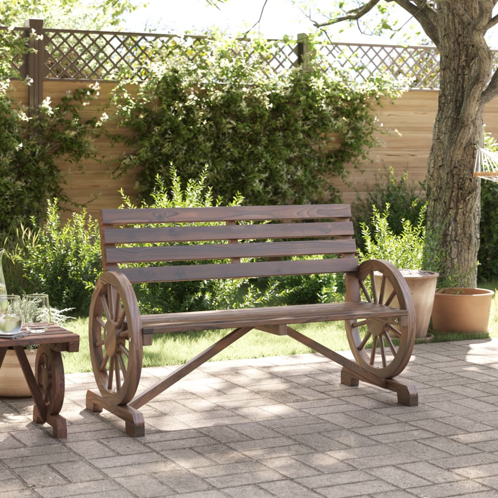 Garden Bench | Burnt wood look | Solid fir wood | 2-seater | Durable