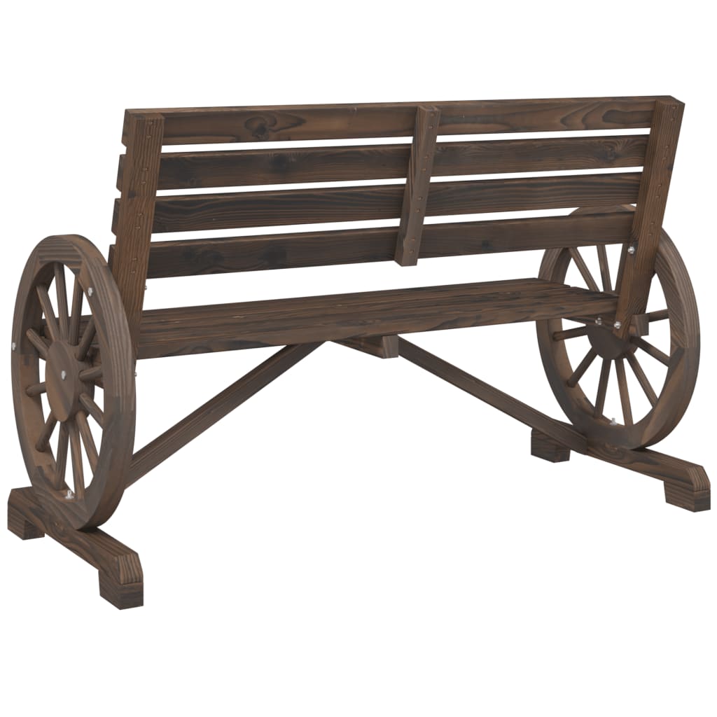 Garden Bench | Burnt wood look | Solid fir wood | 2-seater | Durable