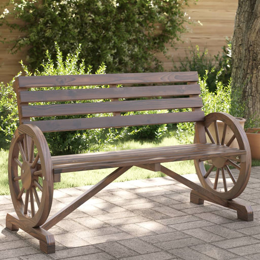 Garden Bench | Burnt wood look | Solid fir wood | 2-seater | Durable