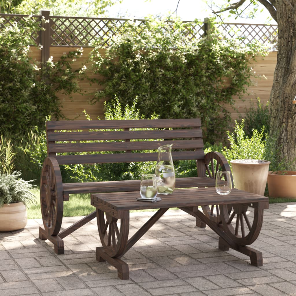 Garden Lounge Set | Burnt Wood | Solid fir wood | Two-piece set