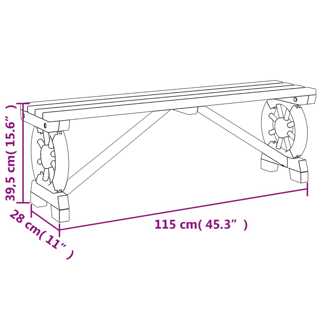 Garden Bench | Natural wood | Solid fir wood | 115 cm |  Durable