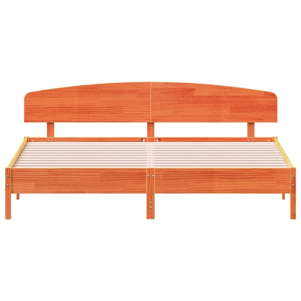 Bed Frame without Mattress Wax Brown 180x200 cm Super King Solid Wood Pine