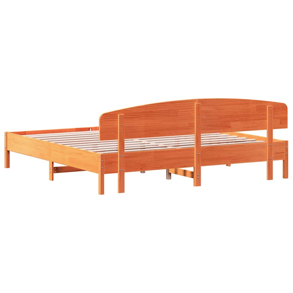 Bed Frame without Mattress Wax Brown 180x200 cm Super King Solid Wood Pine