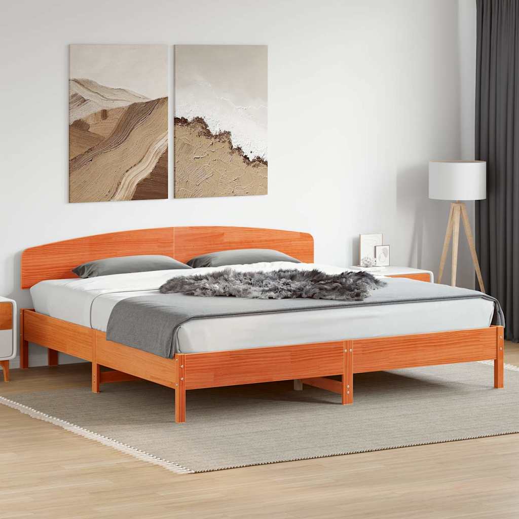Bed Frame without Mattress Wax Brown 180x200 cm Super King Solid Wood Pine