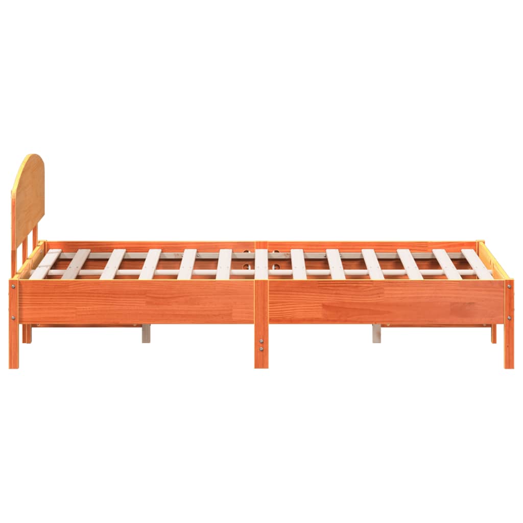 Bed Frame without Mattress Wax Brown 150x200 cm King Size Solid Wood Pine
