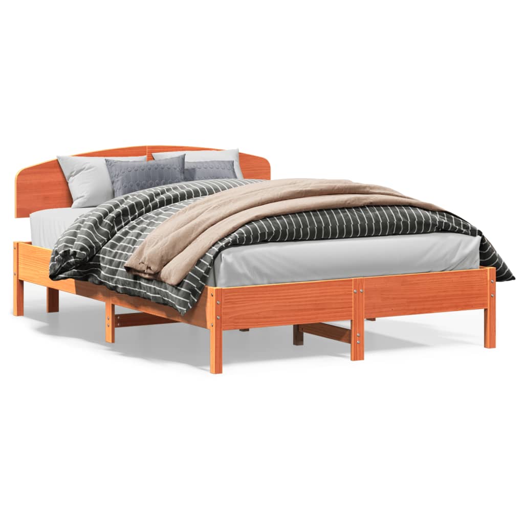 Bed Frame without Mattress Wax Brown 120x200 cm Solid Wood Pine