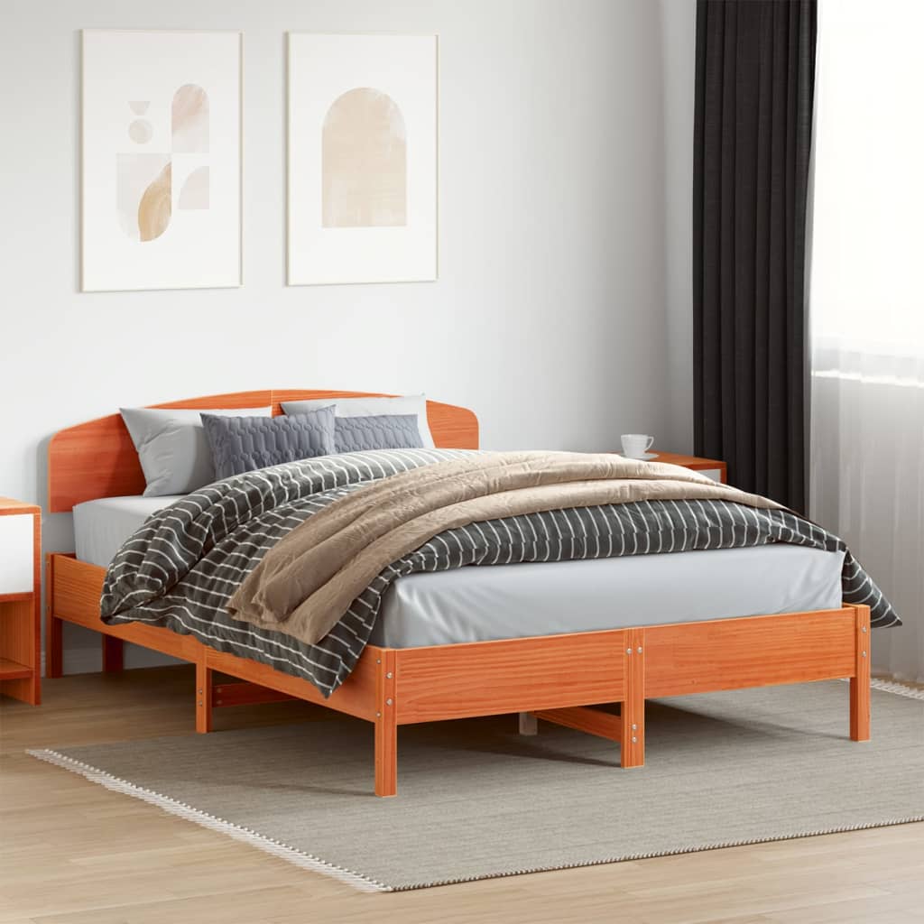 Bed Frame without Mattress Wax Brown 120x200 cm Solid Wood Pine