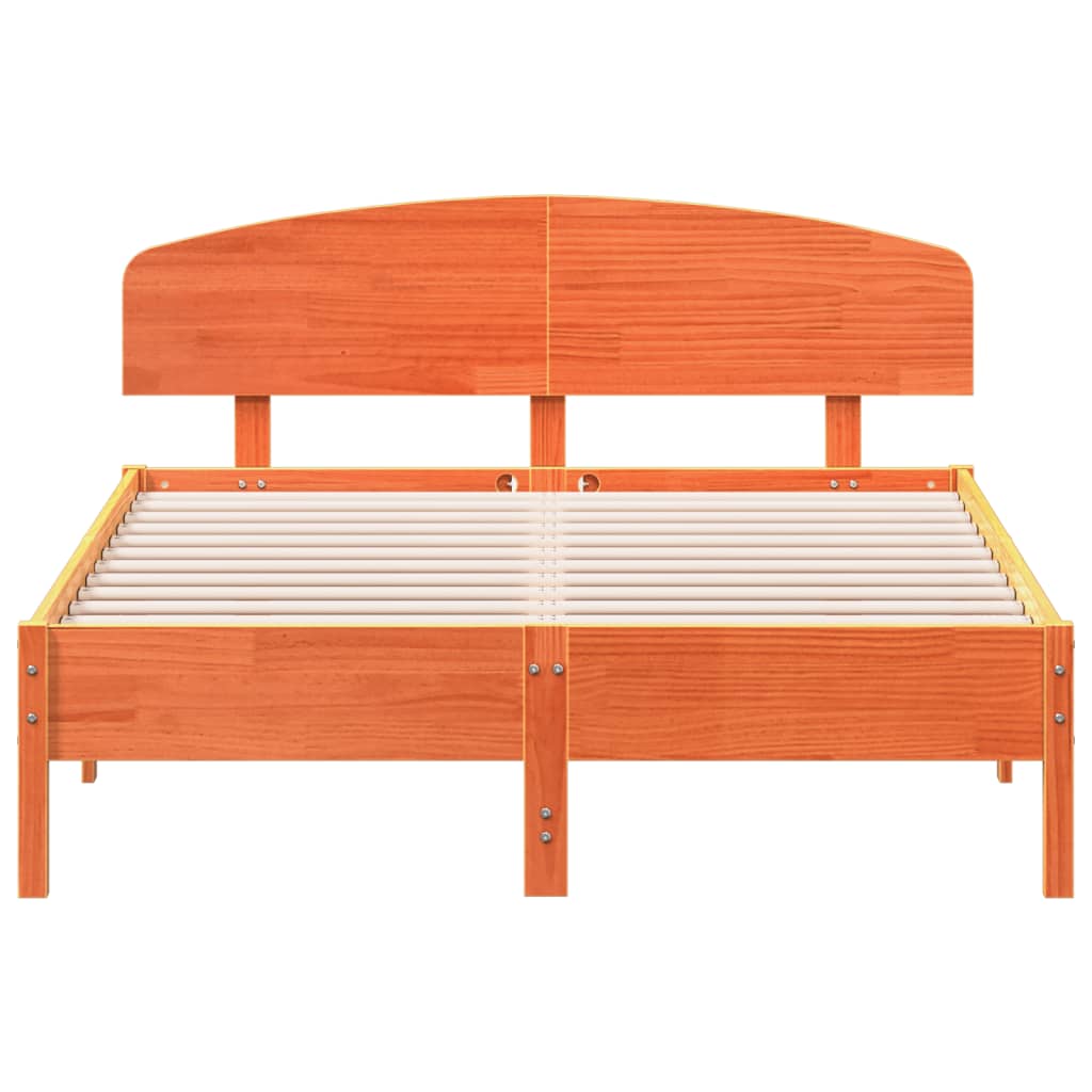 Bed Frame without Mattress Wax Brown 135x190 cm Double Solid Wood Pine