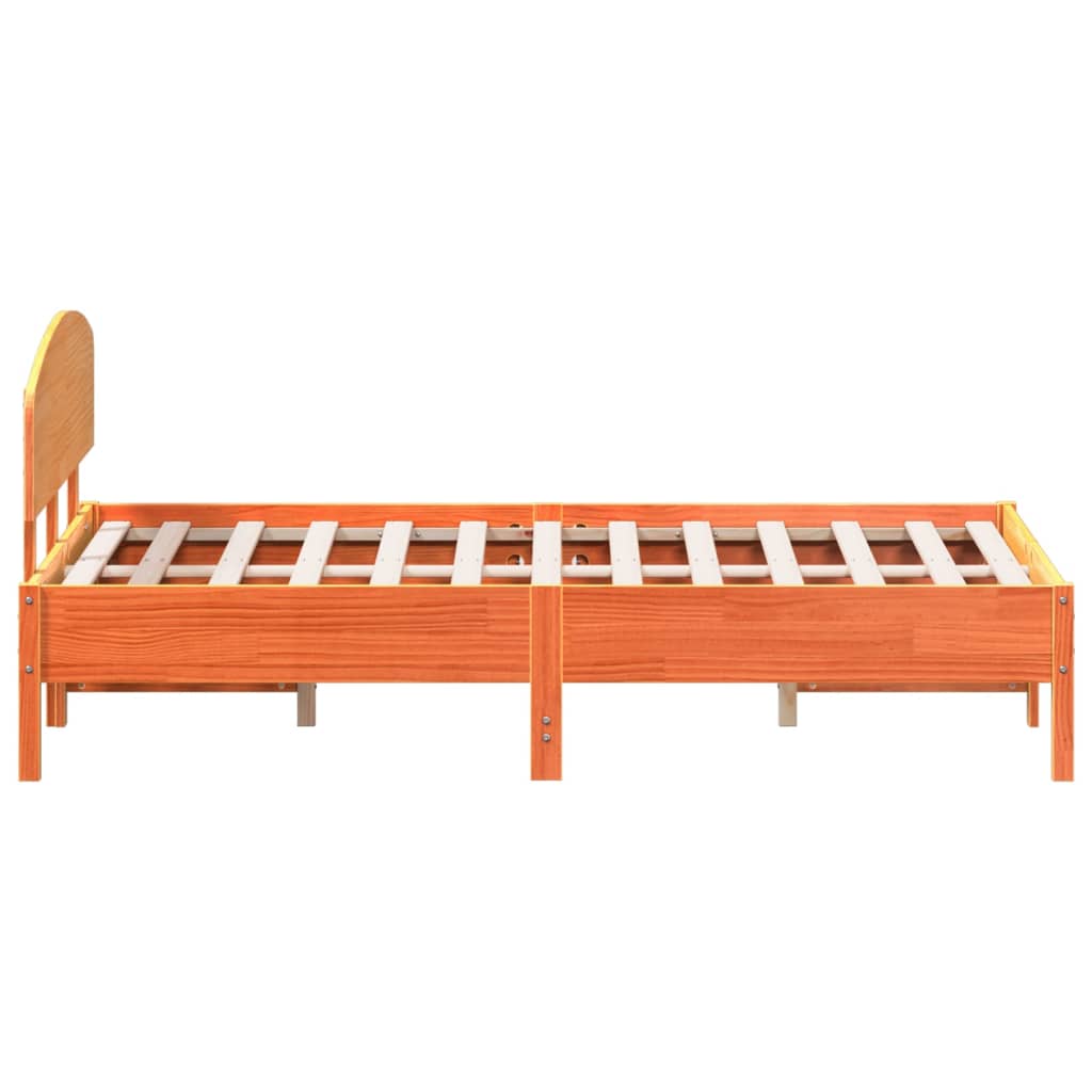 Bed Frame without Mattress Wax Brown 135x190 cm Double Solid Wood Pine
