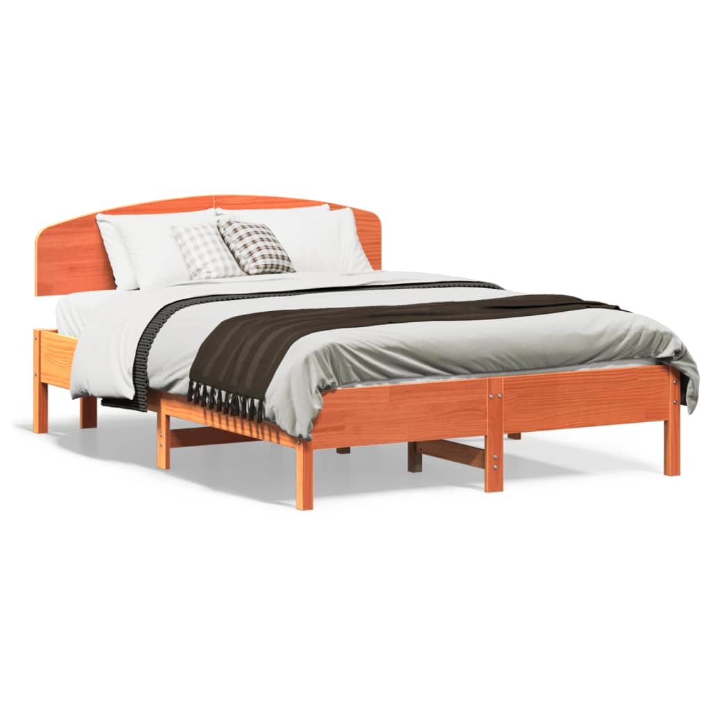 Bed Frame without Mattress Wax Brown 120x190 cm Small Double Solid Wood Pine