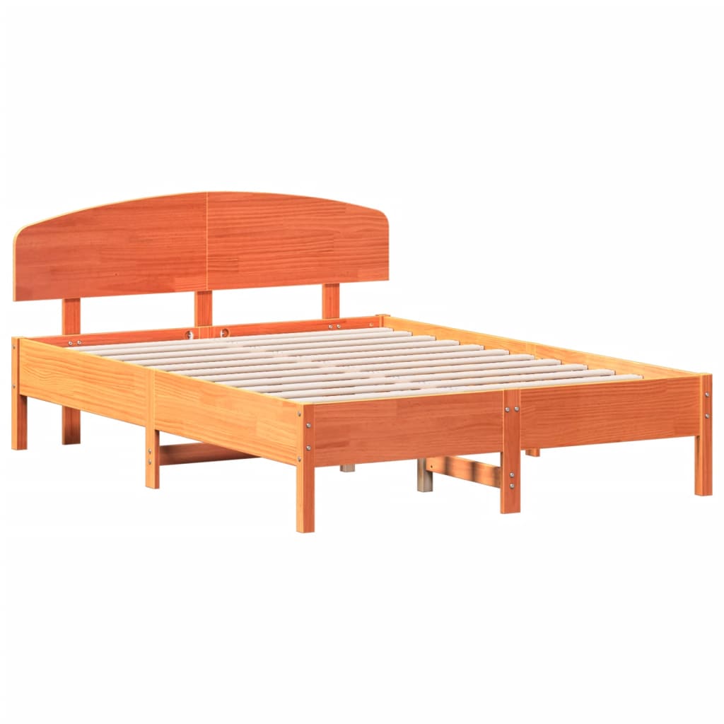 Bed Frame without Mattress Wax Brown 120x190 cm Small Double Solid Wood Pine
