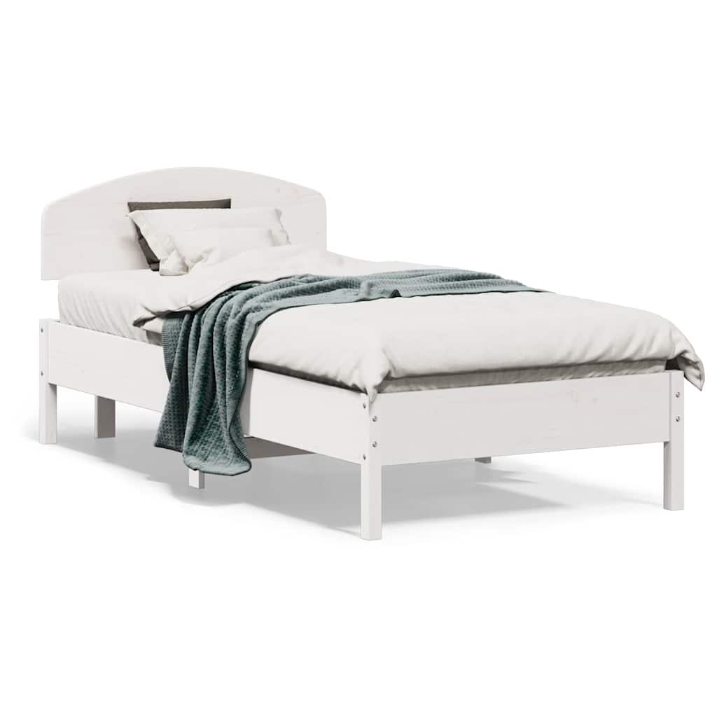 Bed Frame without Mattress White 75x190 cm Small Single Solid Wood Pine