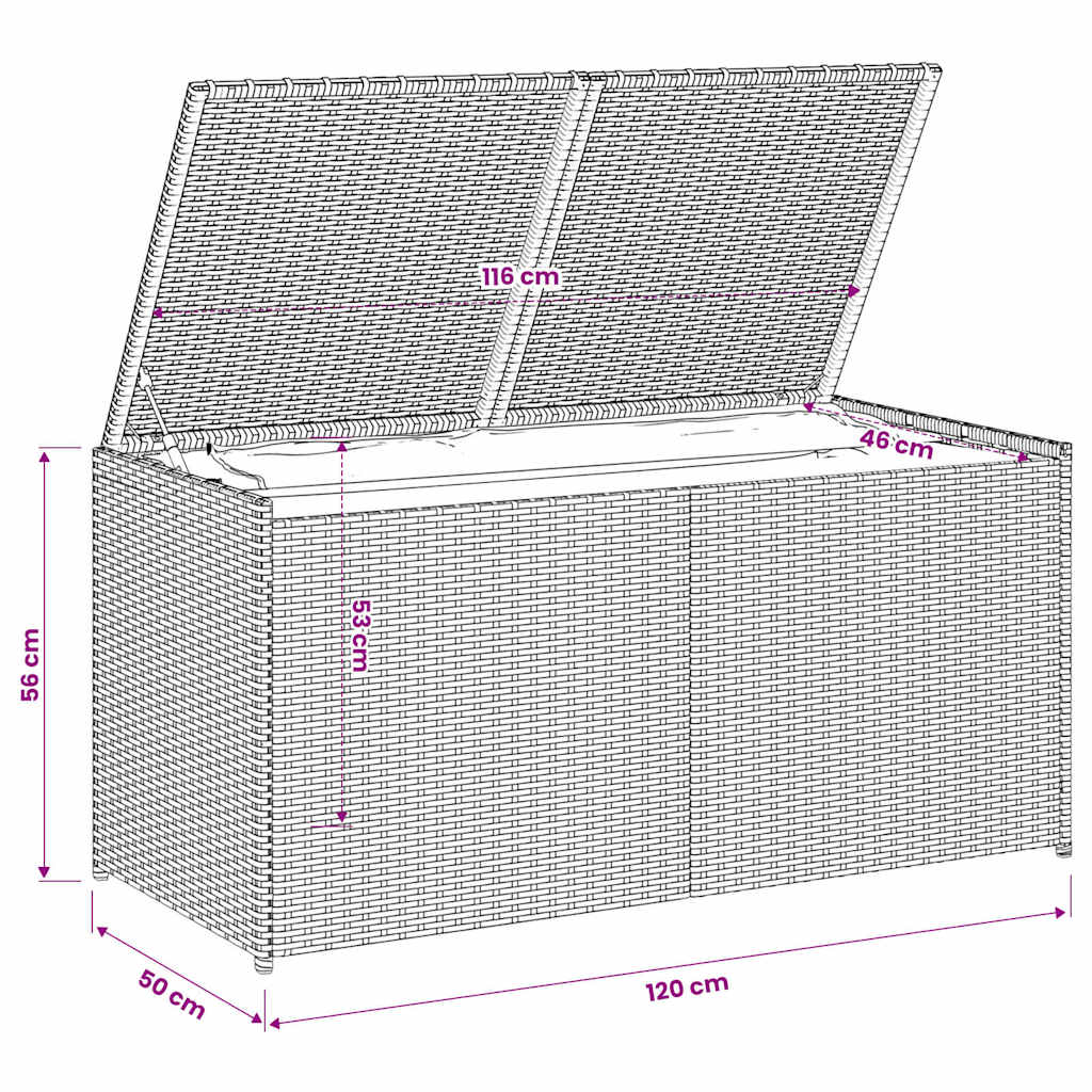 Garden Storage Box Black 283L Poly Rattan