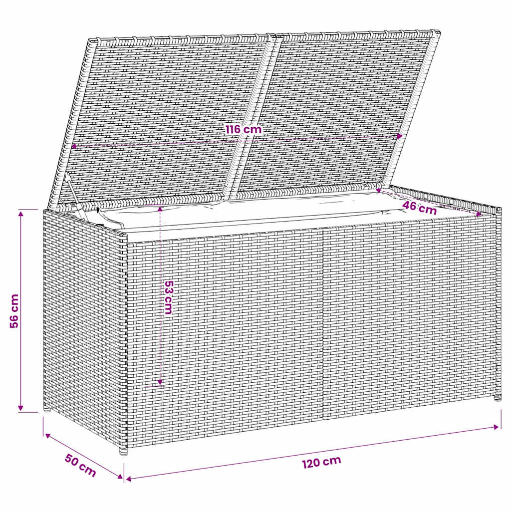 Garden Storage Box Grey 283L Poly Rattan