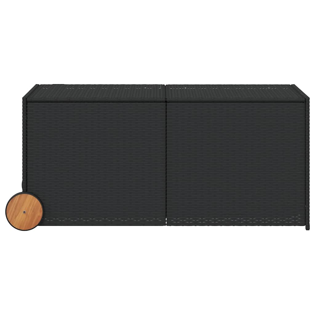 Garden Storage Box with Wheels Black 283L Poly Rattan