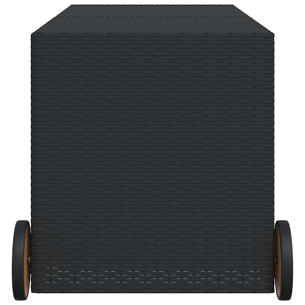 Garden Storage Box with Wheels Black 283L Poly Rattan
