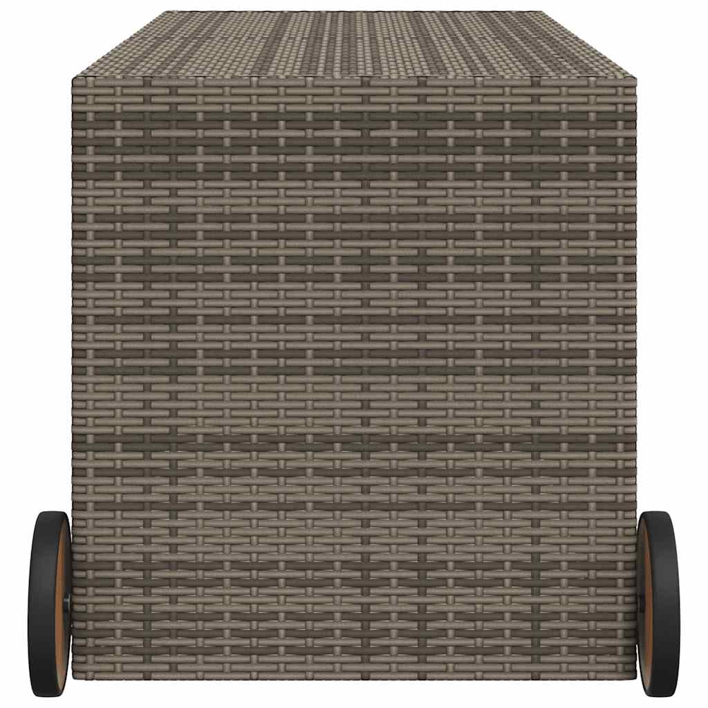 Garden Storage Box with Wheels Grey 283L Poly Rattan