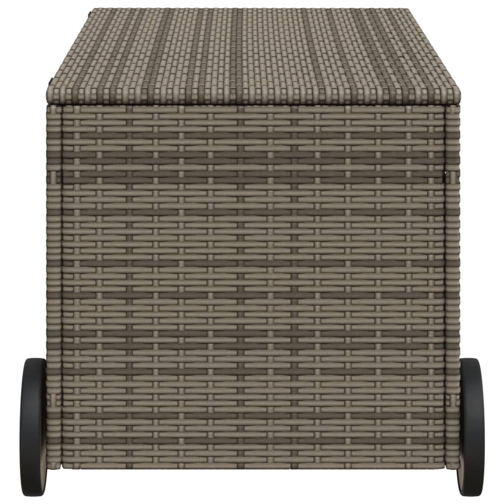 vidaXL Garden Storage Box with Wheels Grey 190L Poly Rattan