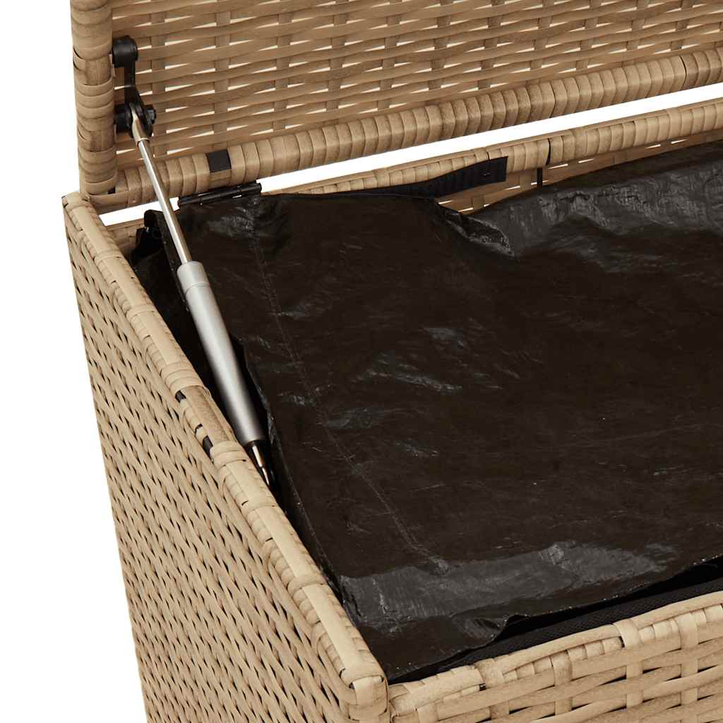 Garden Storage Box with Wheels Mix Beige 190L Poly Rattan