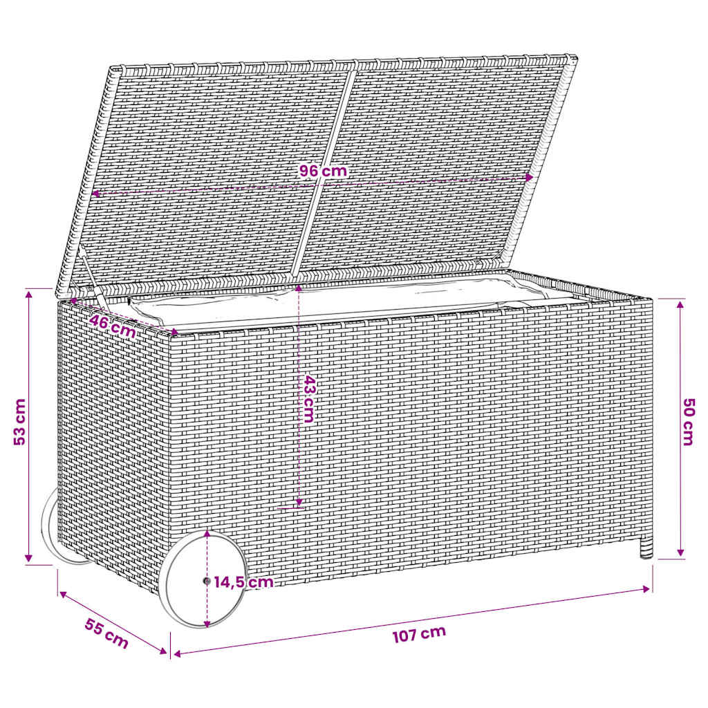 Garden Storage Box with Wheels Mix Beige 190L Poly Rattan