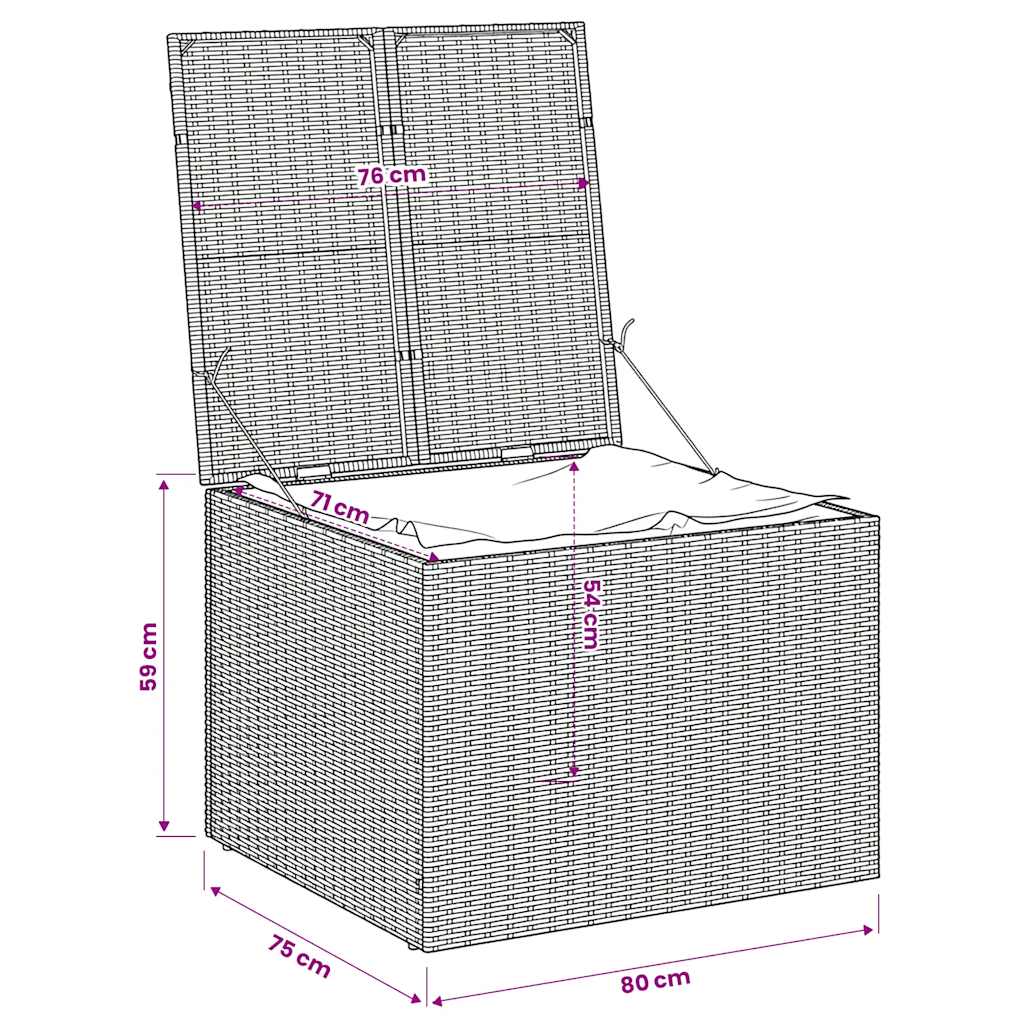 Garden Storage Box Black 291L Poly Rattan