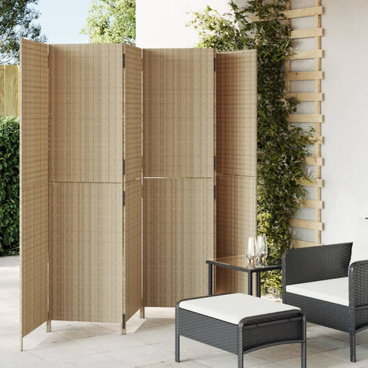 vidaXL Room Divider 6 Panels Beige Poly Rattan