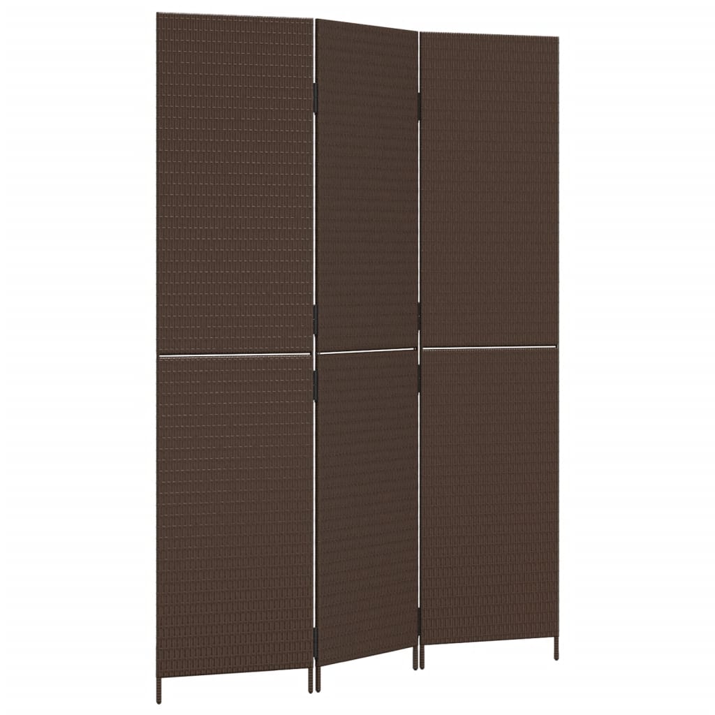 vidaXL Room Divider 3 Panels Brown Poly Rattan