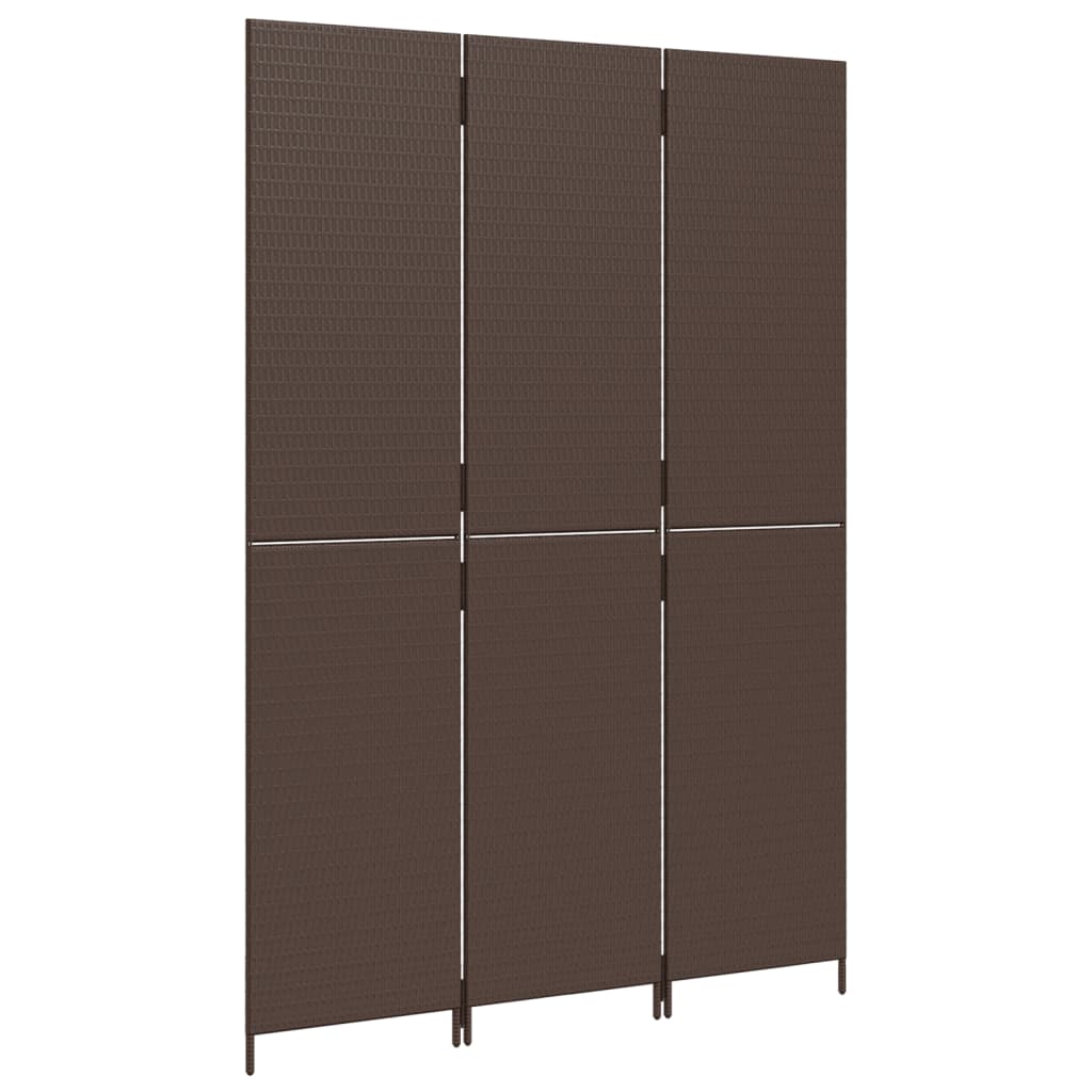 vidaXL Room Divider 3 Panels Brown Poly Rattan