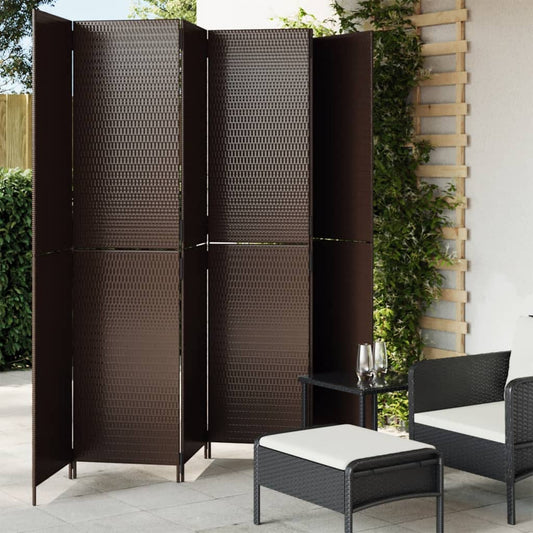 vidaXL Room Divider 6 Panels Brown Poly Rattan