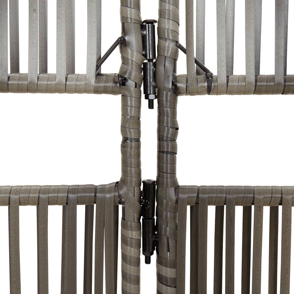 Room Divider 4 Panels Grey Poly Rattan