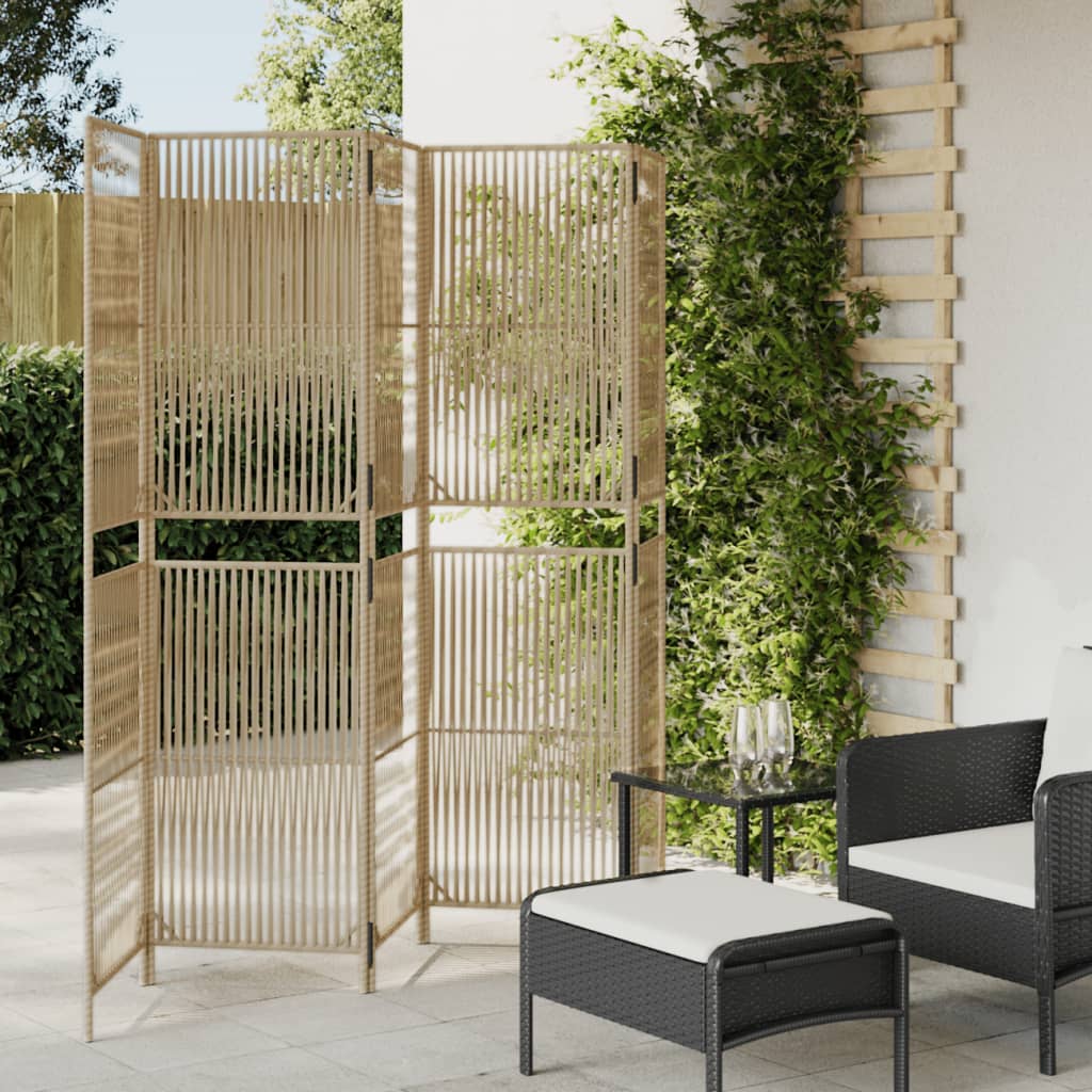 vidaXL Room Divider 5 Panels Beige Poly Rattan