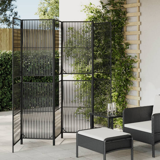 vidaXL Room Divider 6 Panels Black Poly Rattan