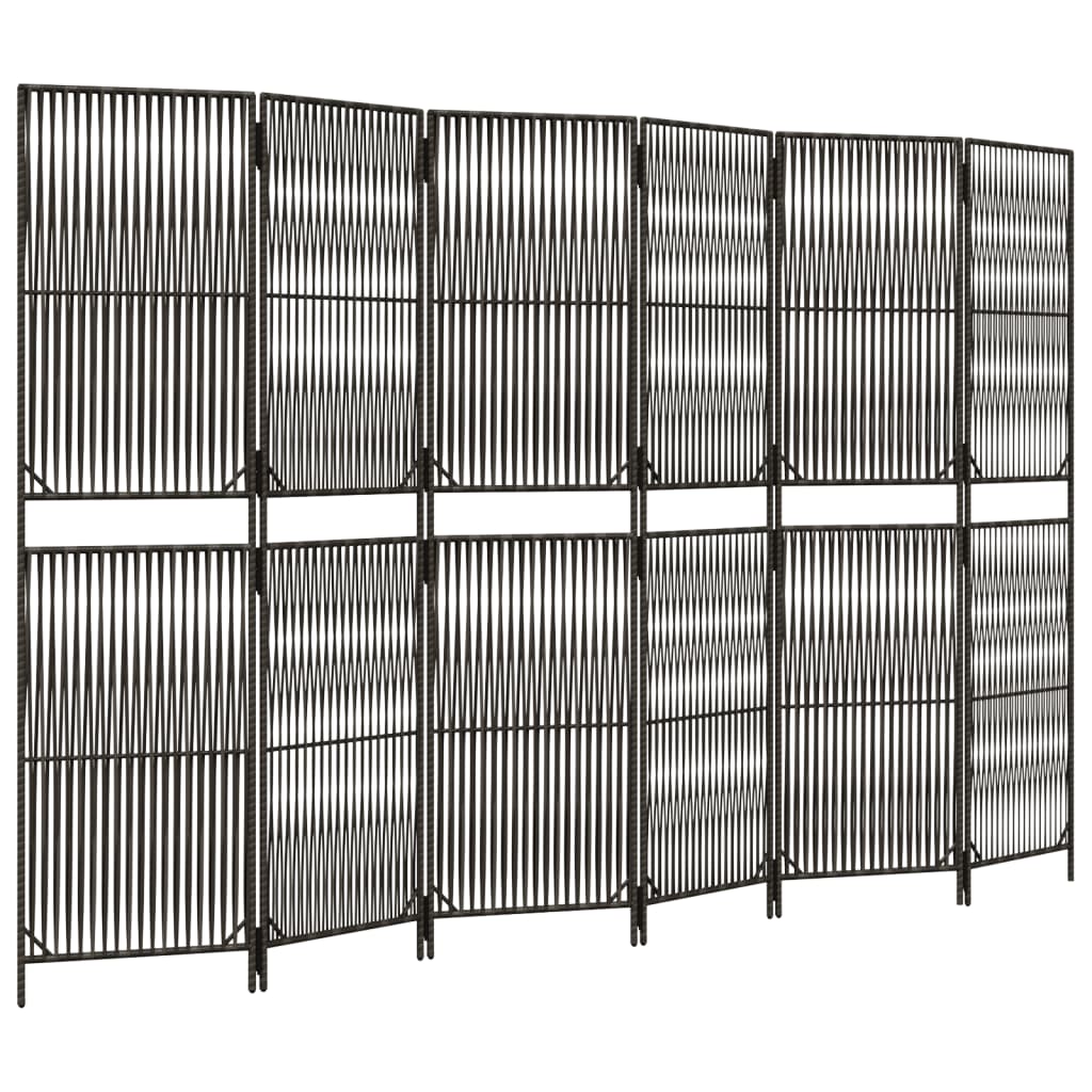 vidaXL Room Divider 6 Panels Grey Poly Rattan