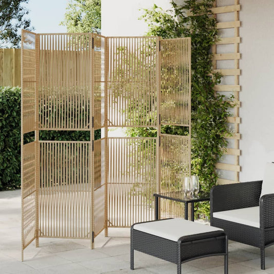 vidaXL Room Divider 6 Panels Beige Poly Rattan