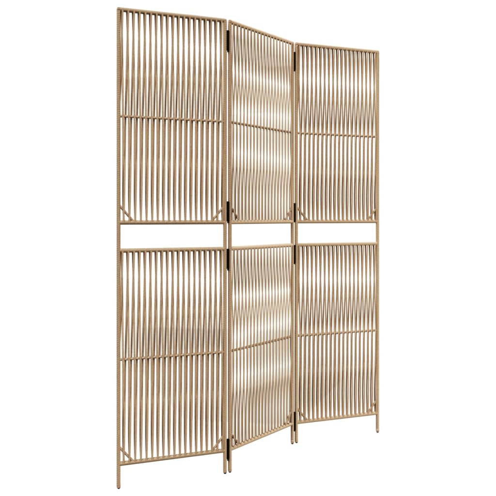 vidaXL Room Divider 3 Panels Beige Poly Rattan