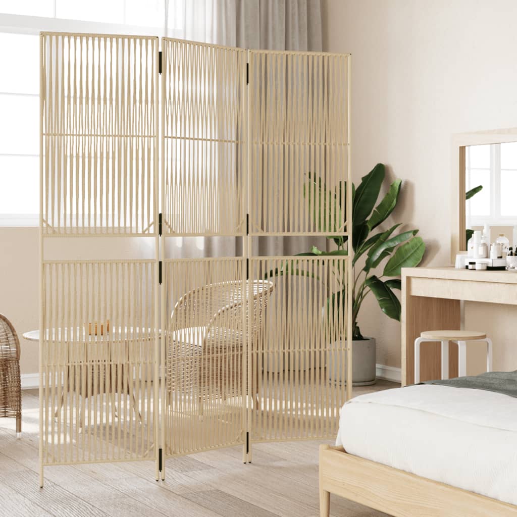 vidaXL Room Divider 3 Panels Beige Poly Rattan