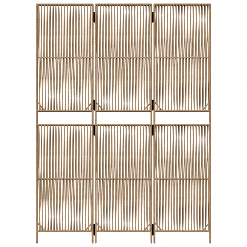 vidaXL Room Divider 3 Panels Beige Poly Rattan