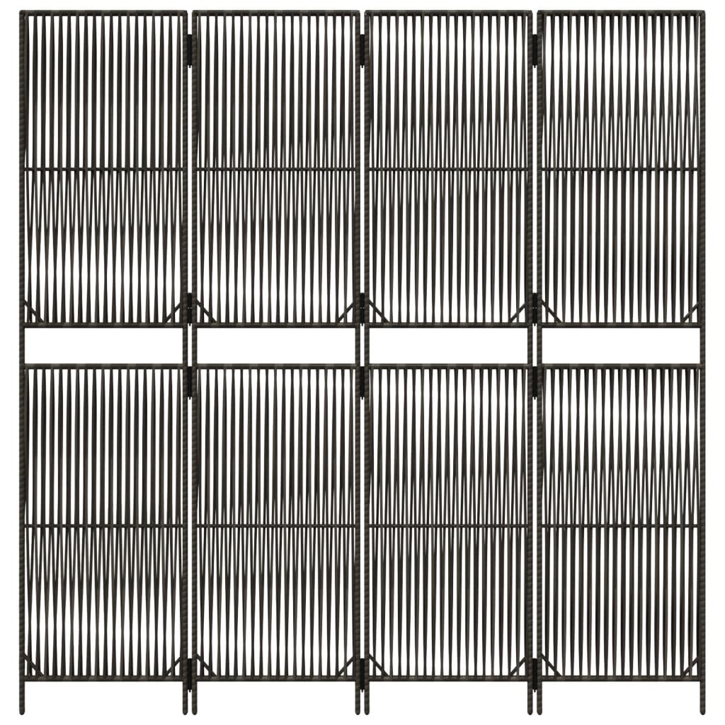 Room Divider 4 Panels Grey Poly Rattan