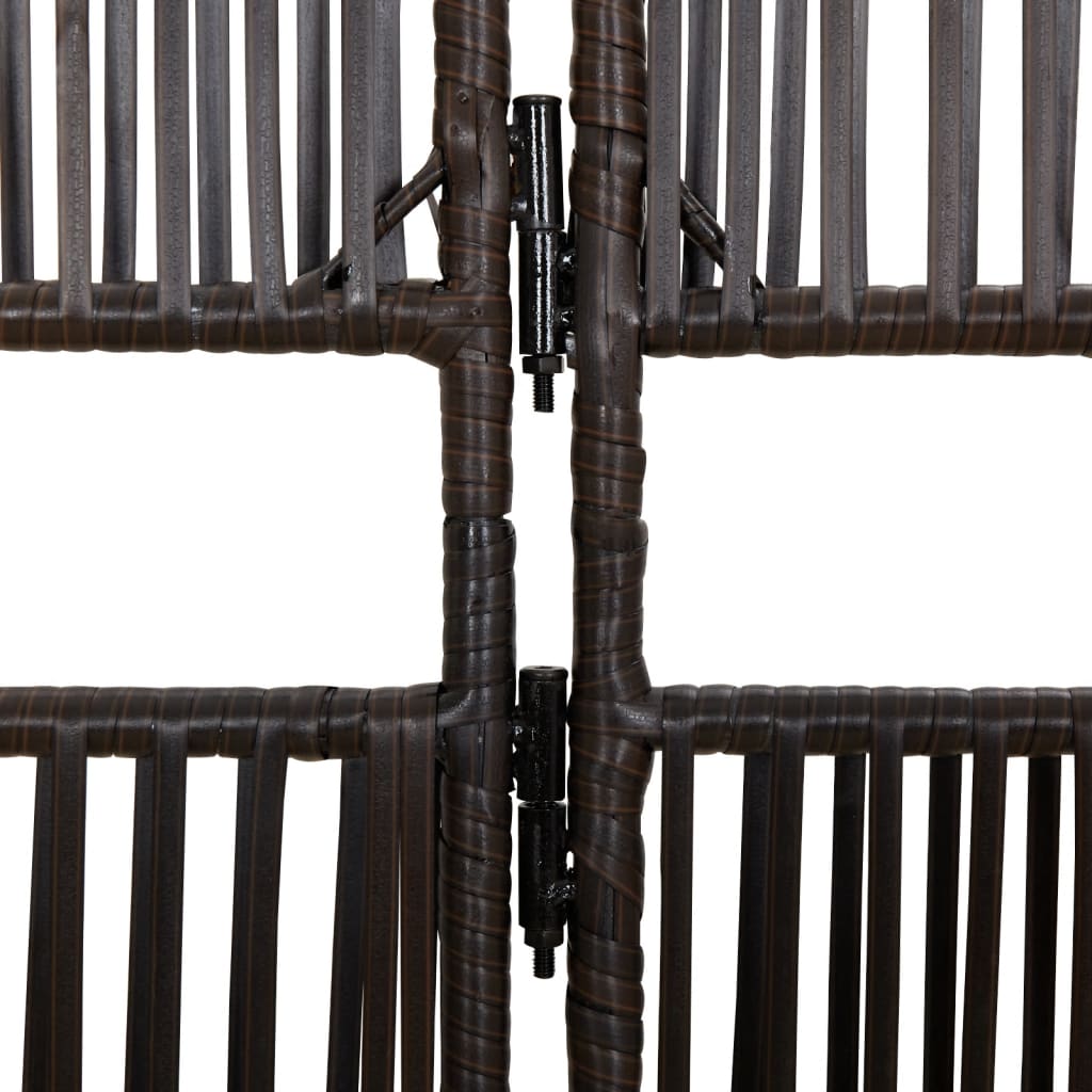 Room Divider 4 Panels Grey Poly Rattan