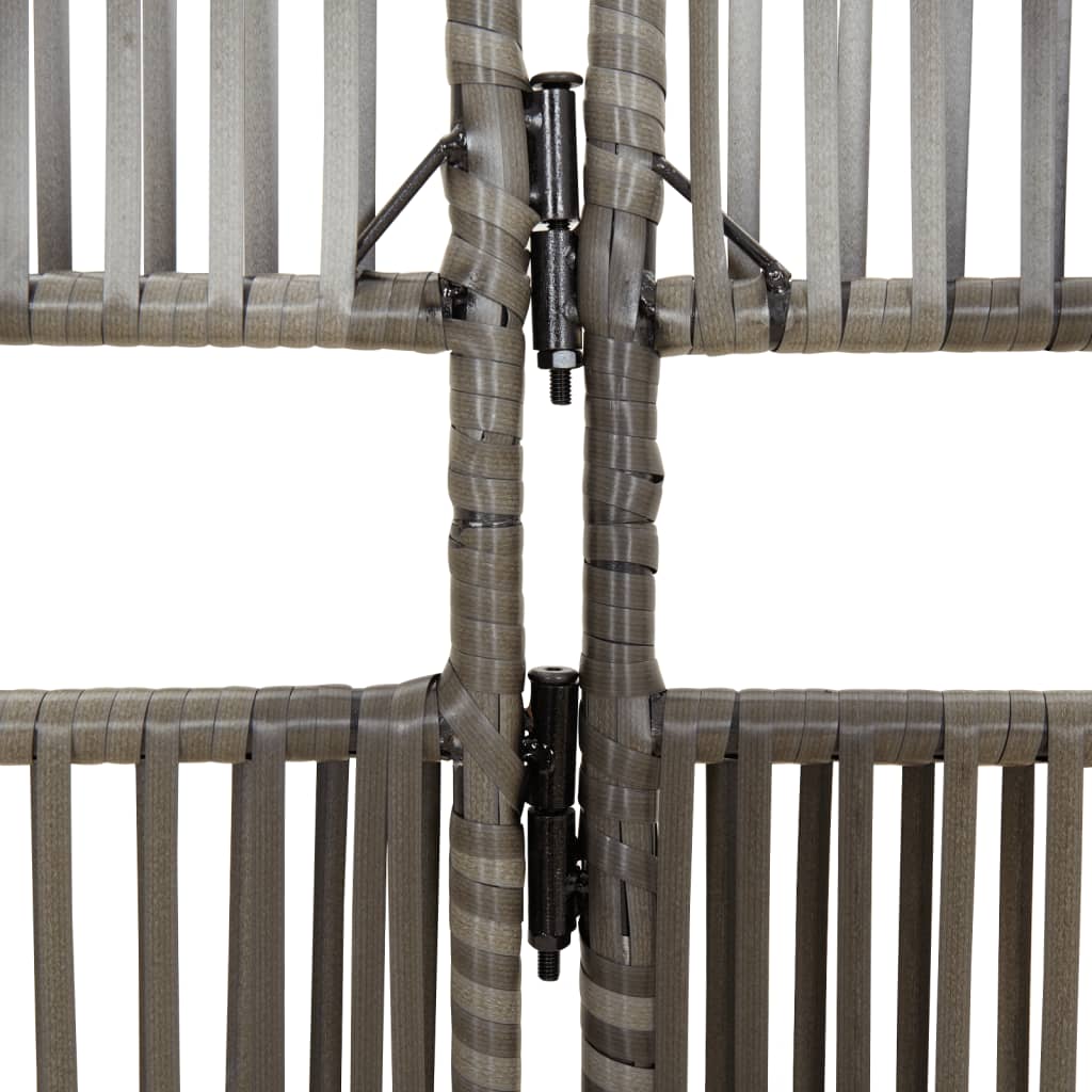 vidaXL Room Divider 5 Panels Grey Poly Rattan