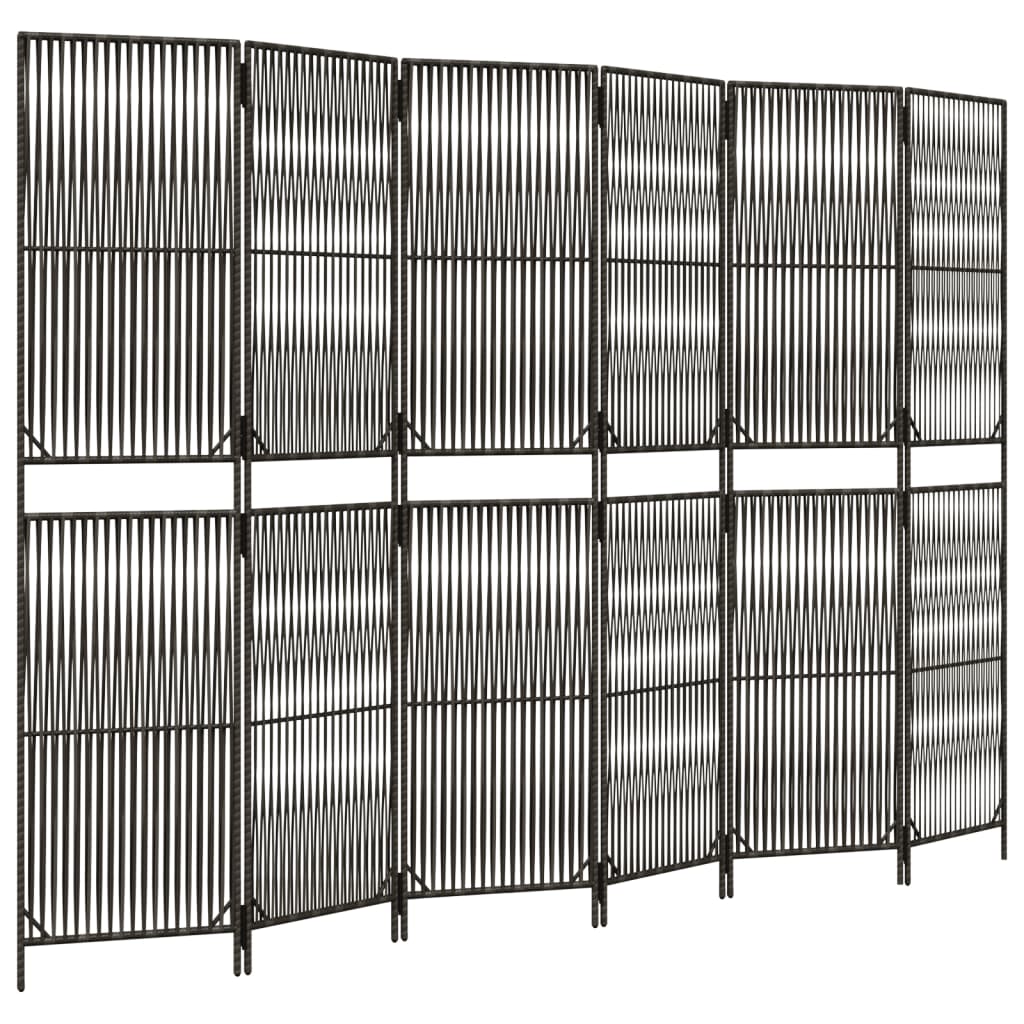 vidaXL Room Divider 6 Panels Grey Poly Rattan