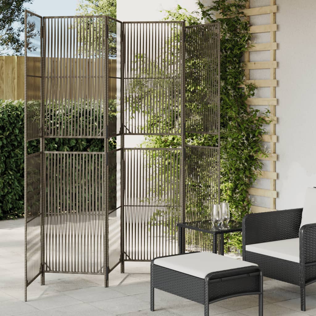 vidaXL Room Divider 6 Panels Grey Poly Rattan