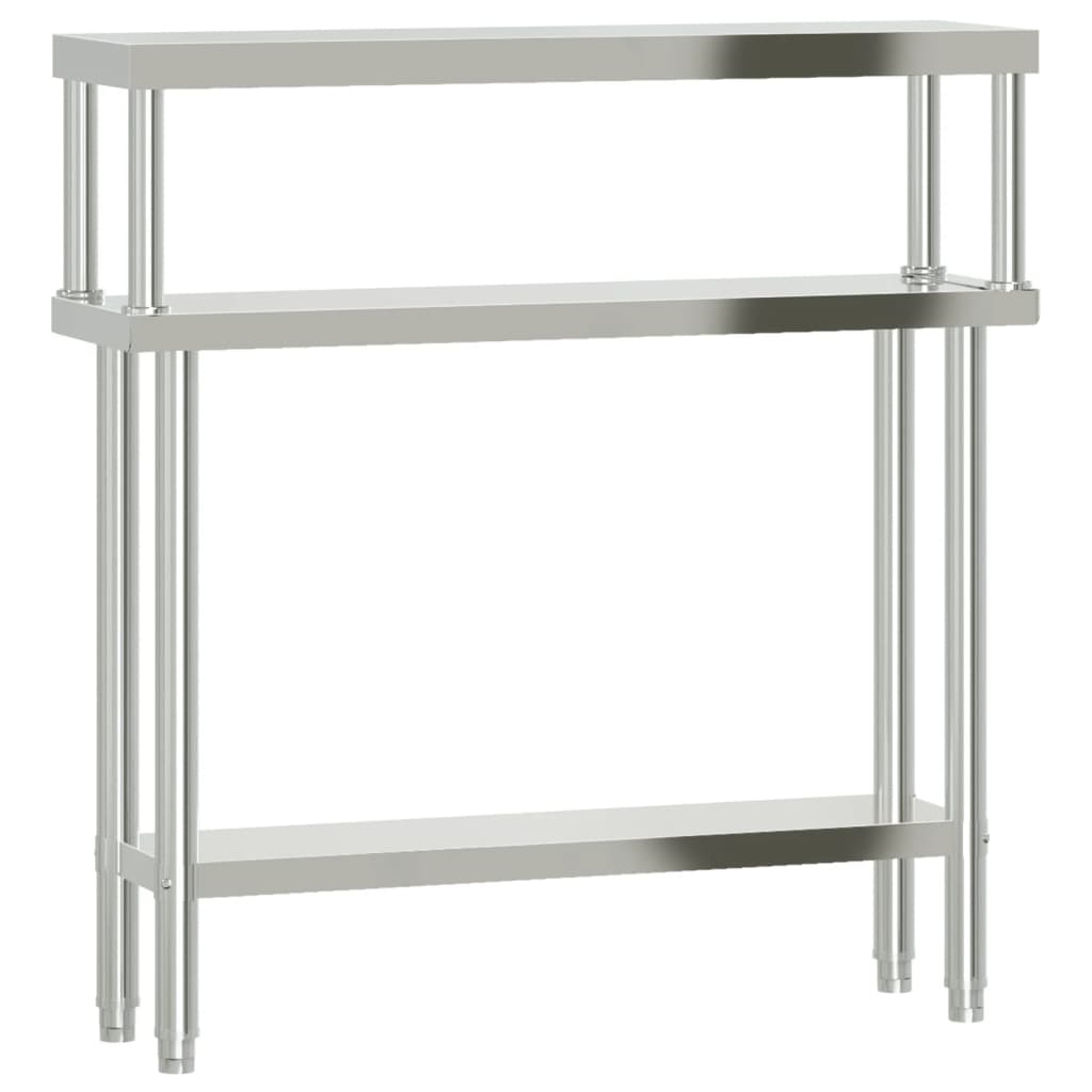 vidaXL Kitchen Work Table with Overshelf 110x30x120 cm Stainless Steel